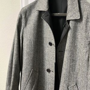 Black / White Herringbone Coat - Size Large Reversible